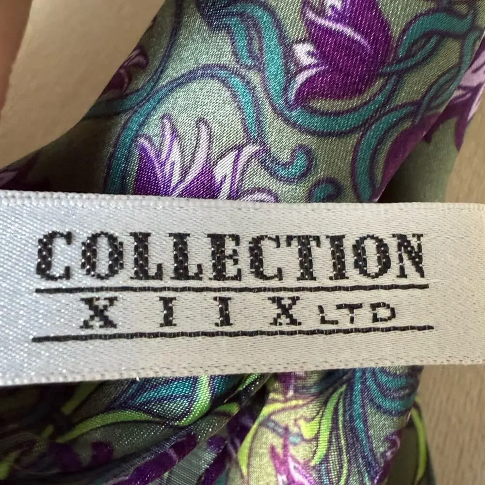 Collection XIIX Floral Purple Tulip Print Scarf‎ Silky Feel Easter Spring